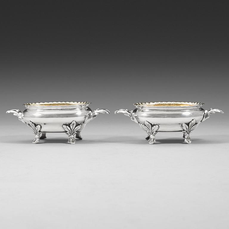 A pair of Swedish 18th century parcel-gilt salts, Erik Niklas Thomé.