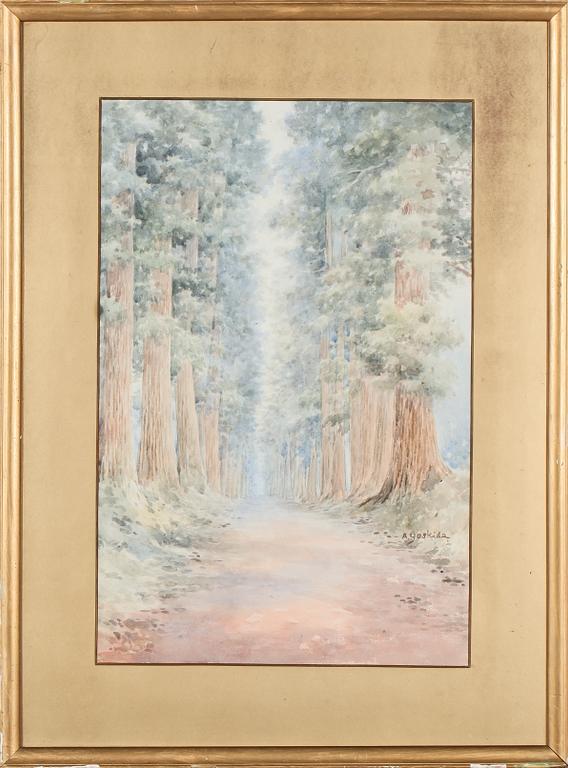 OKÄND KONSTNÄR, akvarell, signerad A Yoshida, 1900-talets första hälft.