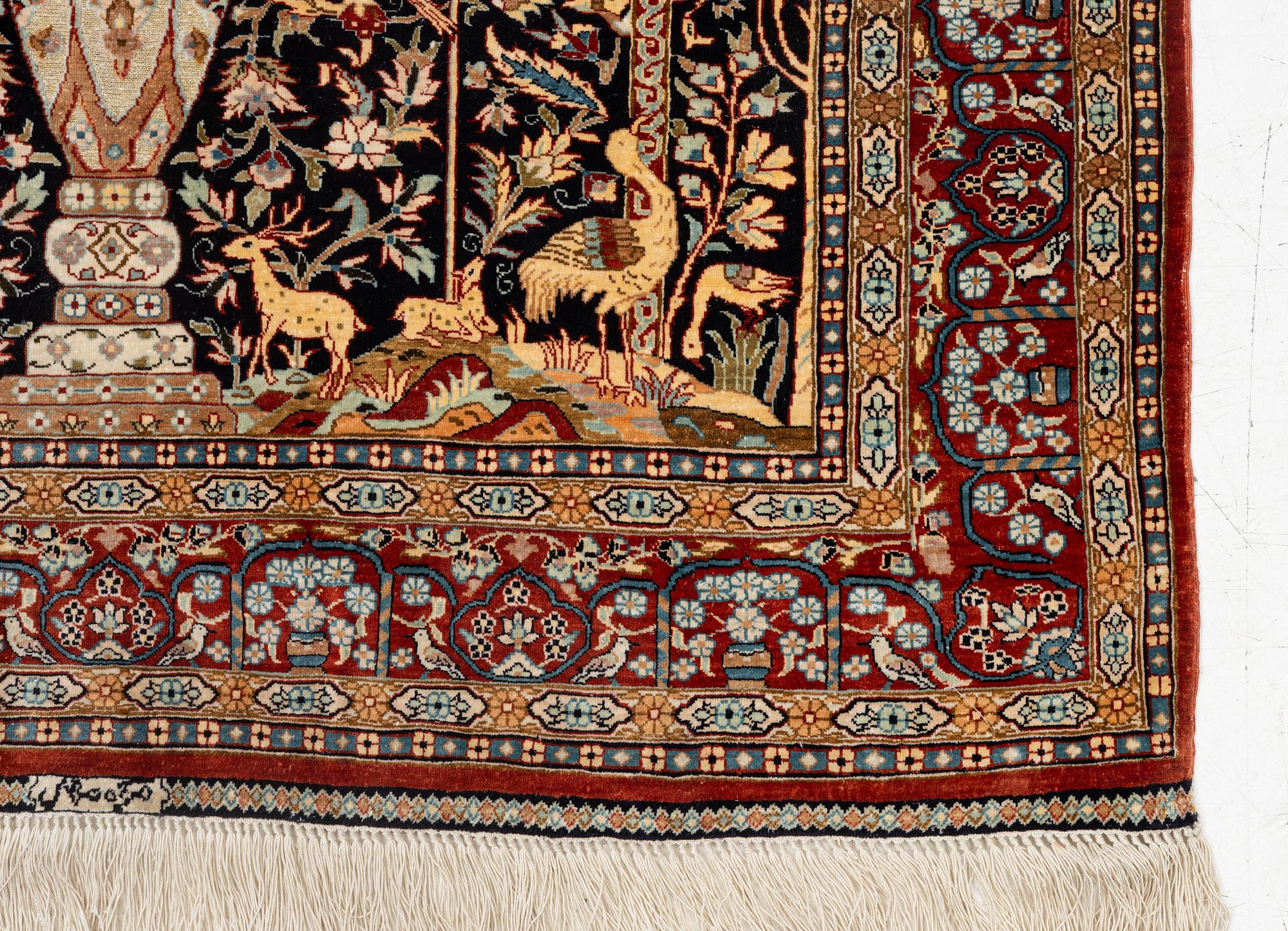 Carpet, silk, oriental, approx. 152 x 96 cm.