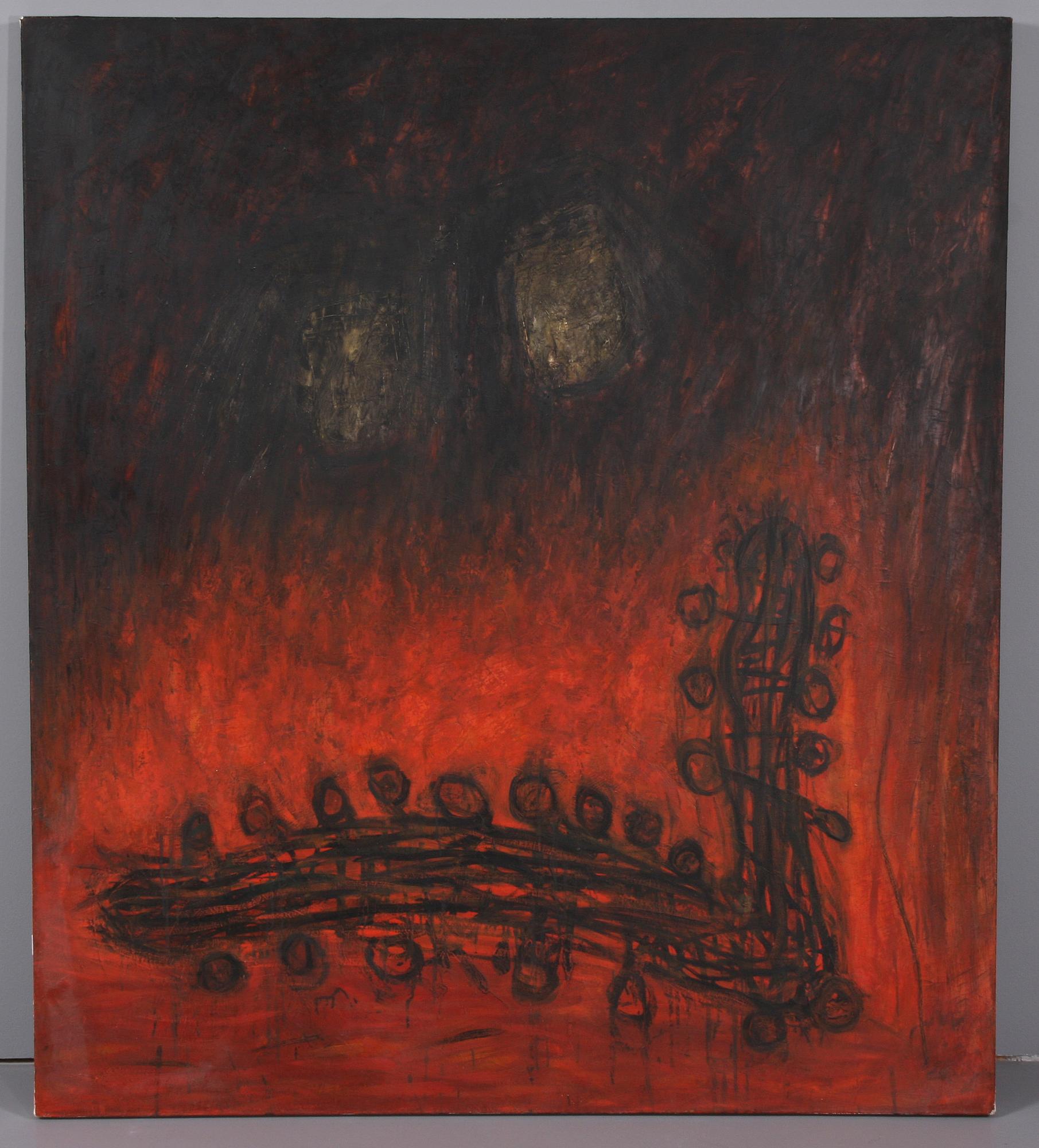 METTE PETRI, olja på duk, "CONSULTING THE ORACLE", sign. o dat. "NYC-LA 1991-92" a tergo.