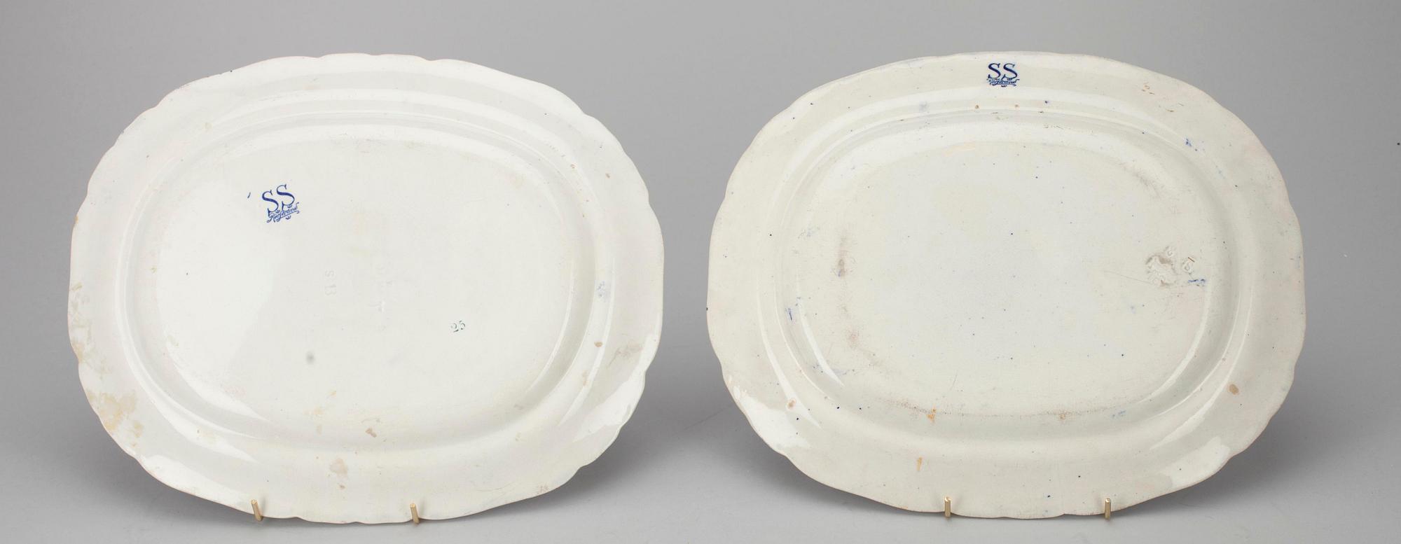 SERVERINGASFAT 4 st, flintgods, "Svenska Slott" Rörstrand.