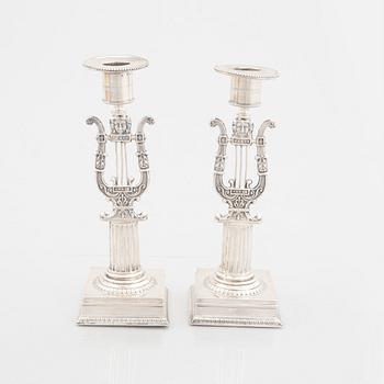 A pair of Swedish silver candlesticks, mark of Adolf Zethelius 1823.