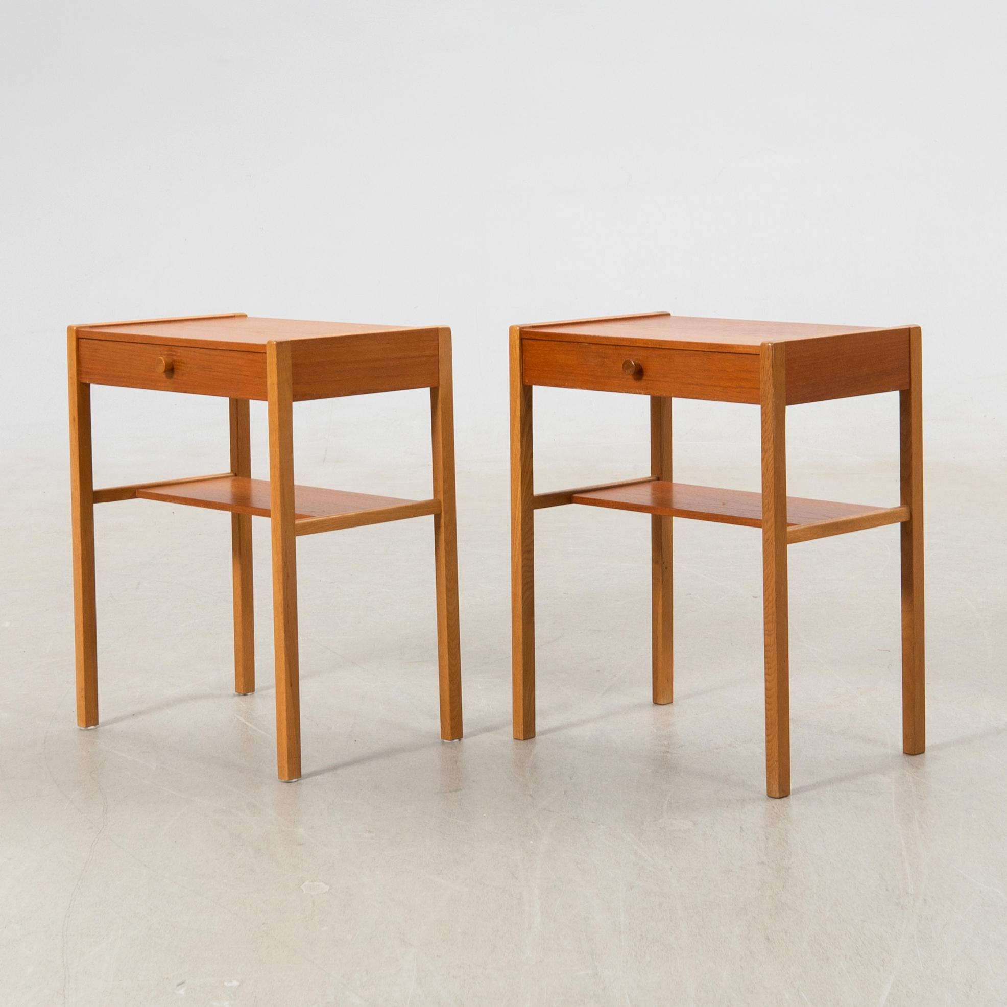 Bedside tables, a pair, mid-20th century.