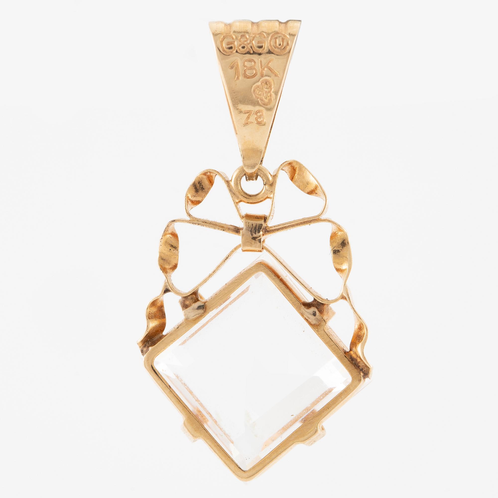 Hänge 18K guld med syntetisk vit sten, 1950.