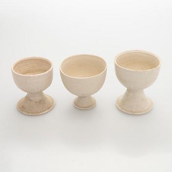 Kyllikki Salmenhaara, A set of three stoneware goblets, signed KS.