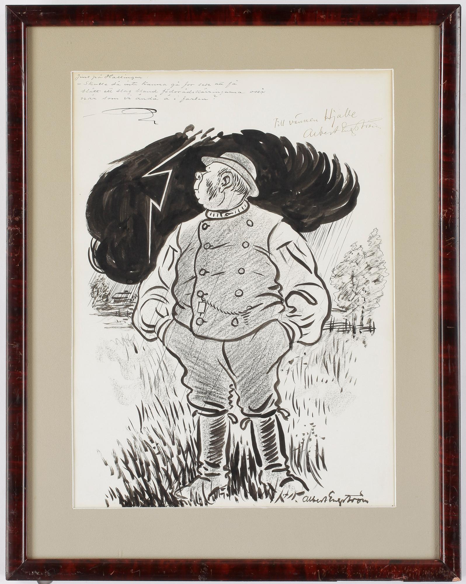 ALBERT ENGSTRÖM, blandteknik, signerad.