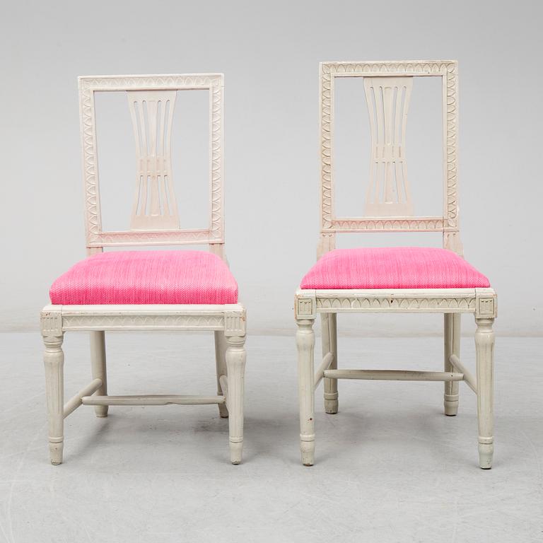 FIVE CHAIRS, gustavian and gustavian style, early 19th and 20th century.