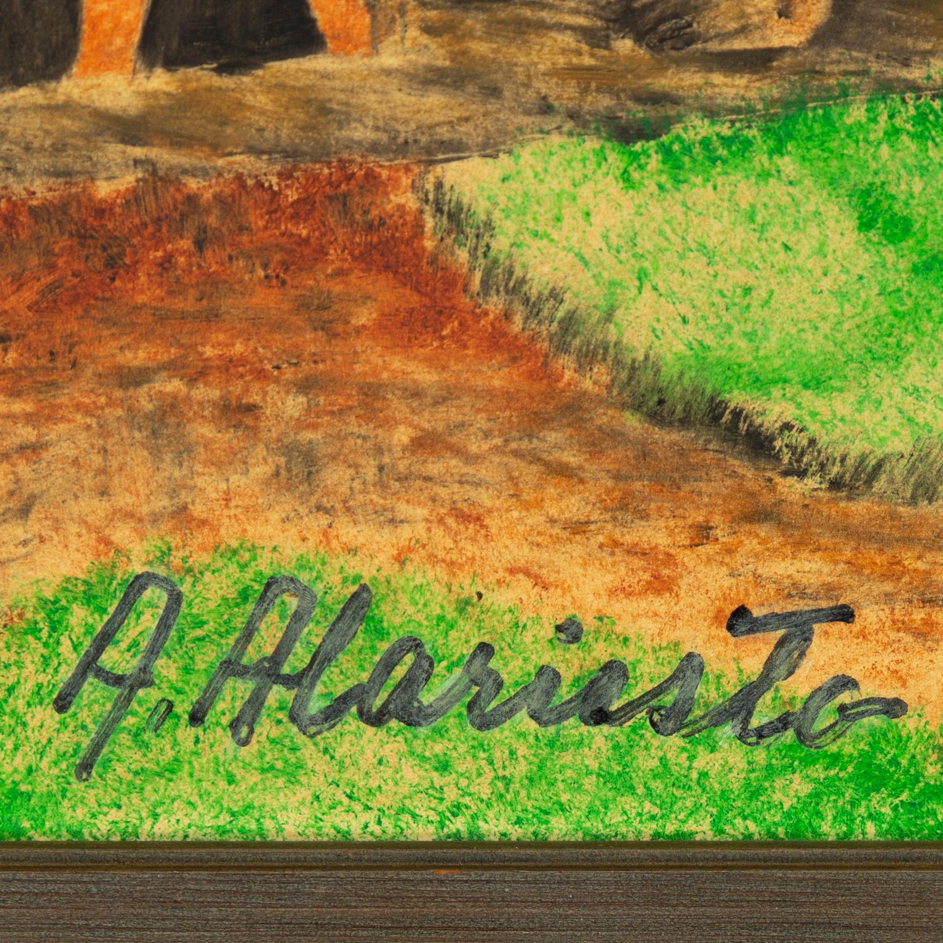 Andreas Alariesto, mixed media on paper on panel, signed.