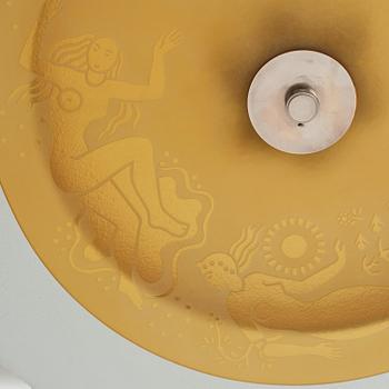Edward Hald, & Erik Tidstrand, a rare "The 4 Winds" ceiling lamp model "HD 656"/"29679", Orrefors & Nordiska Kompaniet, 1930s.