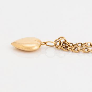 Collier, bismarcklänk med hjärtberlock, 18K guld.