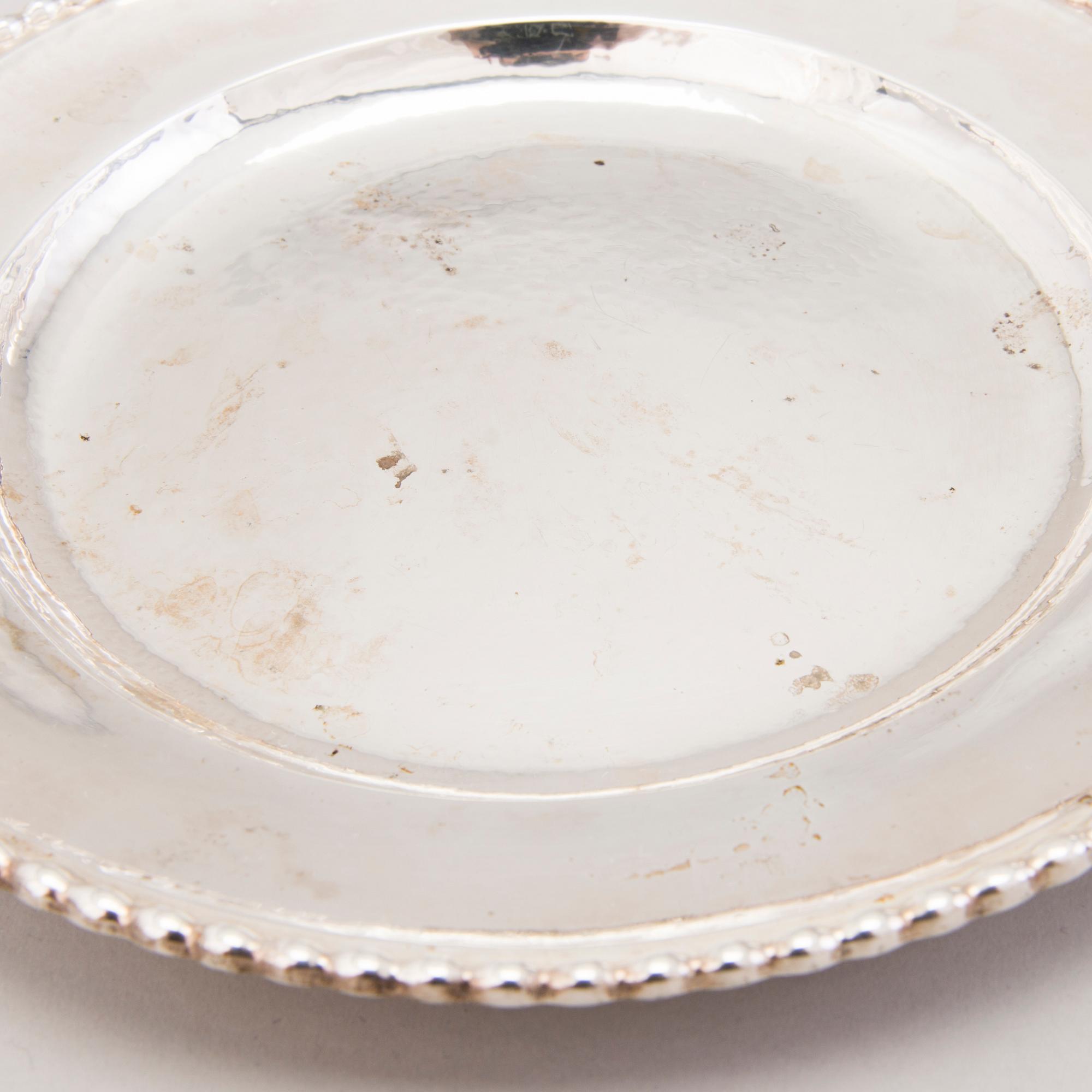 C.G. HALLBERG, BRICKA samt 12 st FAT, silver, Stockholm 1928.