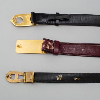 Threee belts, Dior, Ecline and Etienne Aigner.