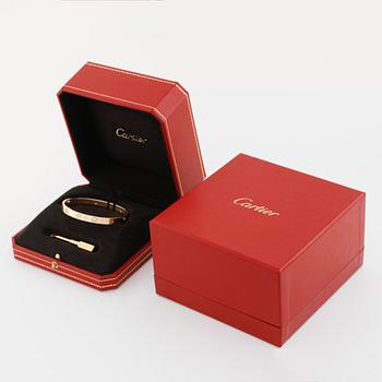 CARTIER, Love bracelet with four brilliant cut diamonds ca 0.40 ct in total.