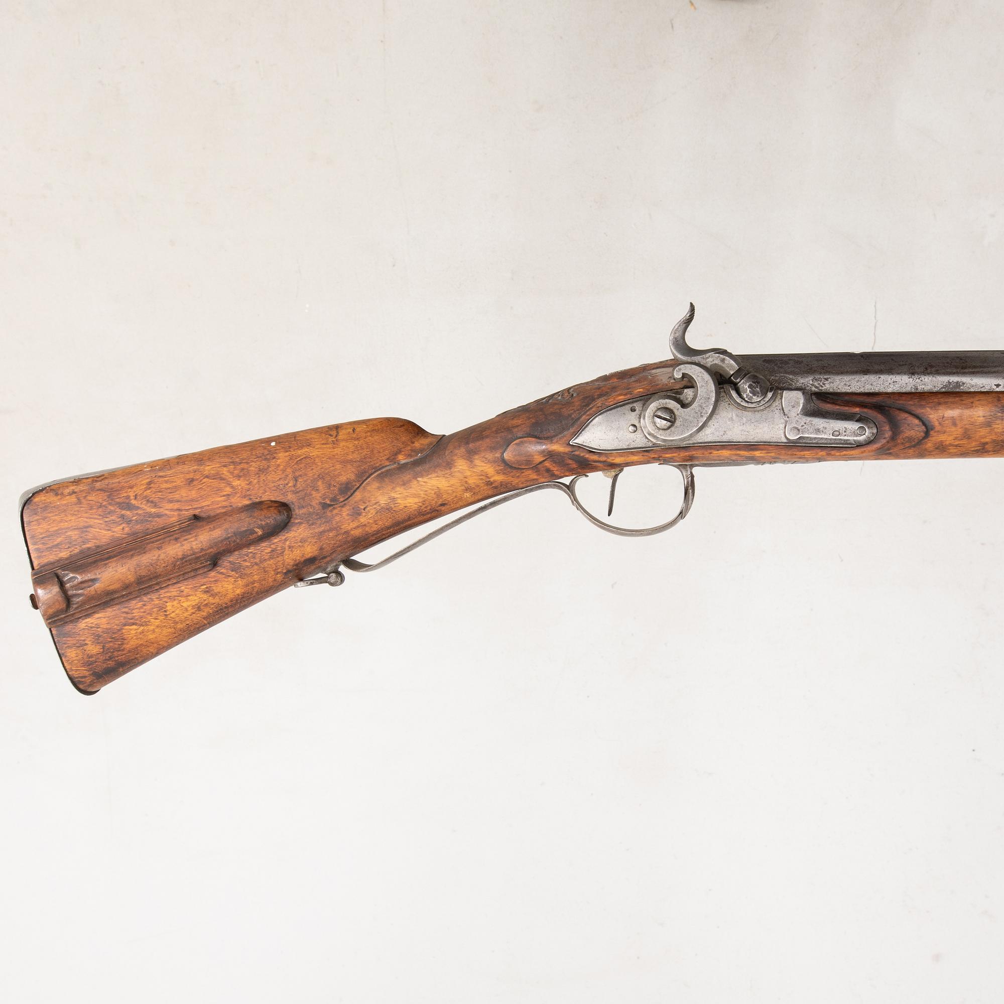 Percussion lock rifle, converted from flintlock, 18th / 19th century.