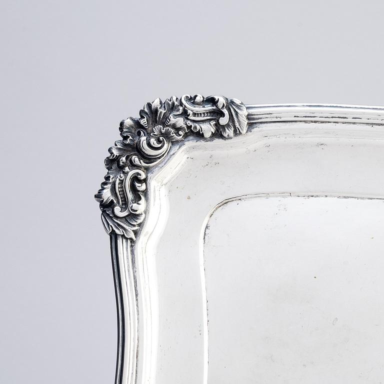 A German silver tray, mark of Johann Georg Hossauer, Berlin (active 1821-1841).