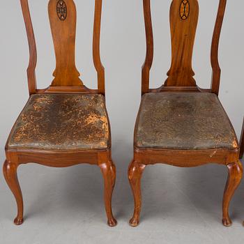 Four Baroque style mahogany chairs, mid 20th Century.