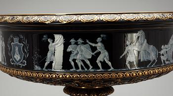 A blue and gold glazed centerpiece, probably by G.A Werner, Rörstrand 1880.