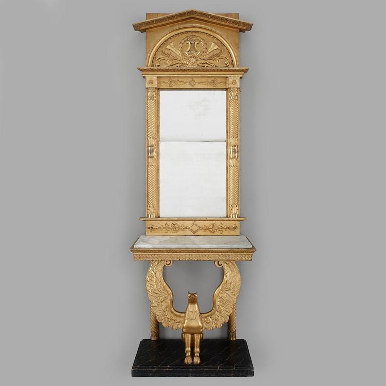 SPEGEL med KONSOLBORD, empire, 1800-talets början.