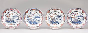 TALLRIKAR, 4 st, porslin, Qianlong, Kina, 1700-tal.