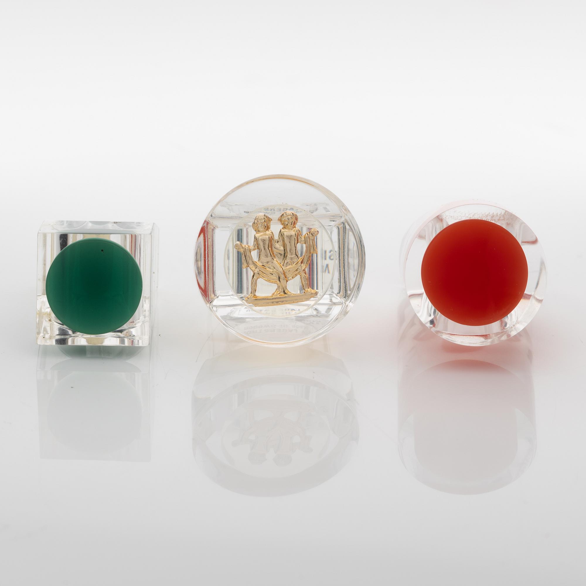 Siv Lagerström, three acrylic plastic rings, 1970s.