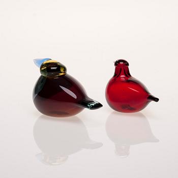 FIGURINER, 2 st, glas, signerad O. Toikka, Nuutajärvi.