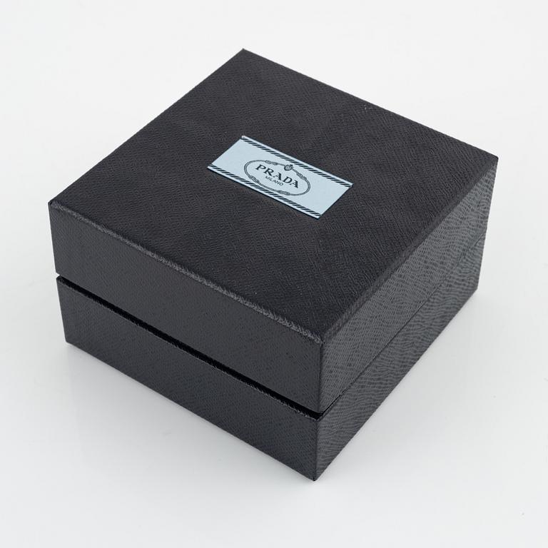 Prada, a pair of acrylic crystal earrings.