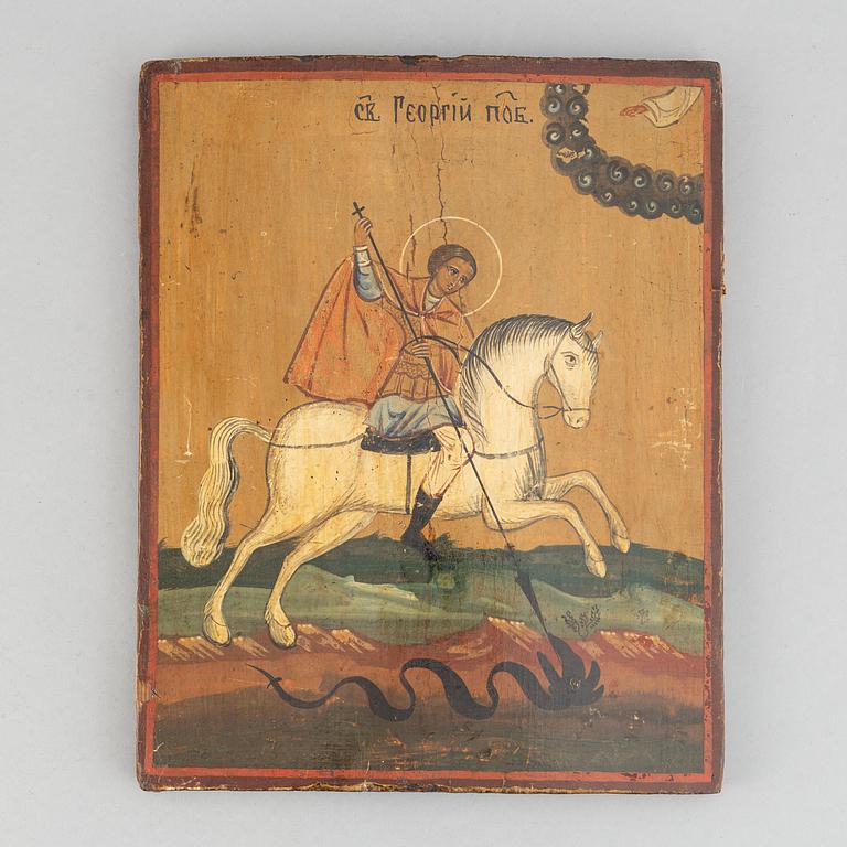 A Russian icon, tempera on panel, 19th century.