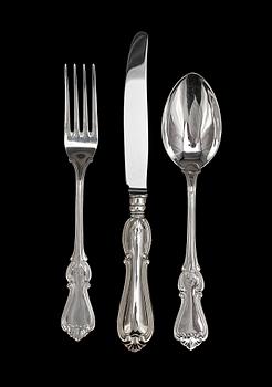BESTICKSERVIS, 35 delar, sterling silver modell Olga, Sverige 1900/2000-tal. Icke identifierad mästare :OJ.