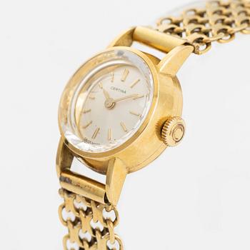 Certina, wristwatch, 18K gold, 17 mm.