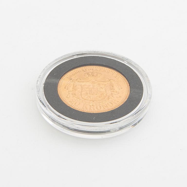 Guldmynt Sverige, Oscar II 20 kr, 1899.