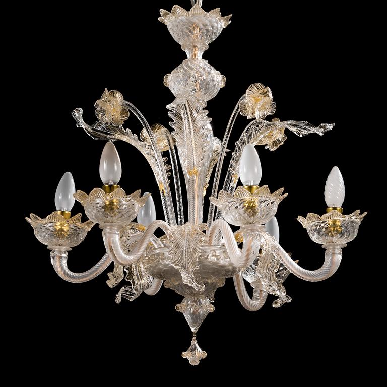 A mid-20th-century Murano glass chandelier, Italy.
