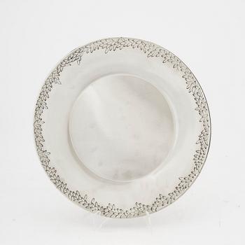 Signe Persson-Melin, a polished pewter plate "Myrten" for Firma Svenskt Tenn 2006.