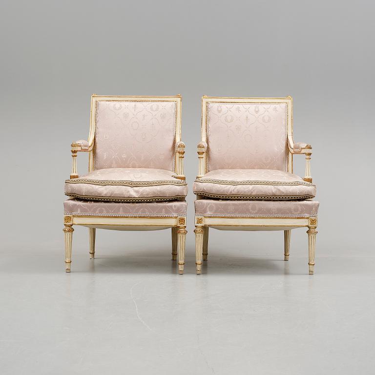 SALONGSGRUPP, 3 delar, Louis XVI-stil, Spanien, 1900-talets första hälft.