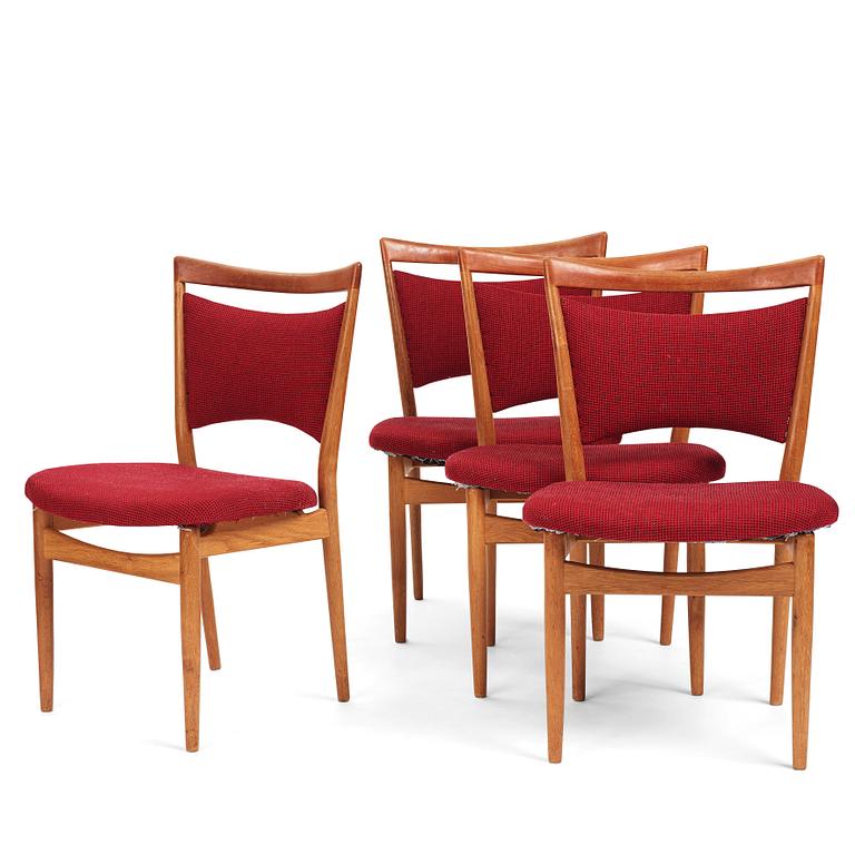 Finn Juhl, a set of four oak 'SW86' chairs,  Søren Willadsen, Denmark, 1950s.