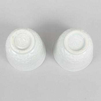 A pair of blanc de chine cups, Qing dynasty, 19th Century.