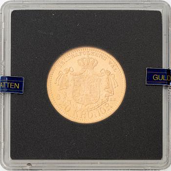 Guldmynt, Oscar II, 20 kronor, typ IV, Sverige 1901.