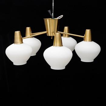 A mid 20th Century brass and glass ceiling light from Asea.