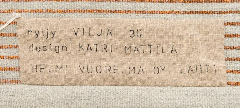 Katri Mattila, rya, Helmi Vuorelma, Lahtis. Ca 172x105 cm.