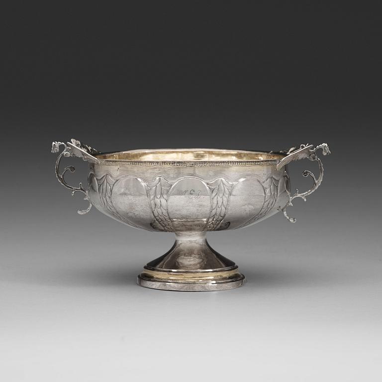 A Swedish 18th century parcel-gilt bowl, marks of Olof Grubb, Hudiksvall 1793.
