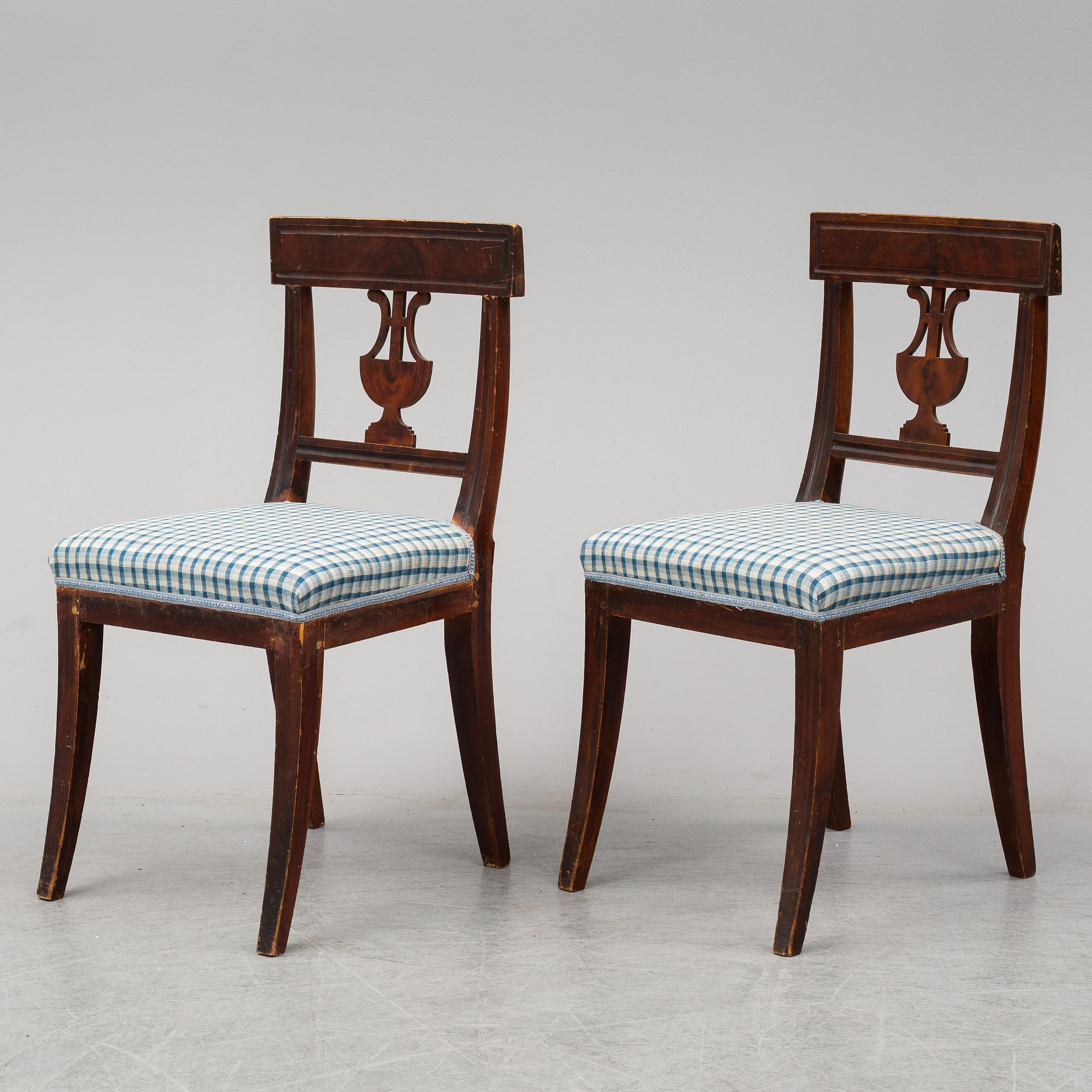 A set of six Swedish Empire style chairs, ca 1900.