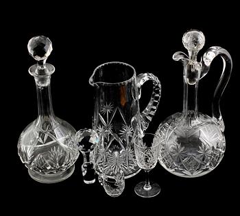SERVISDELAR, 11 delar, glas, 1900-talets mitt.