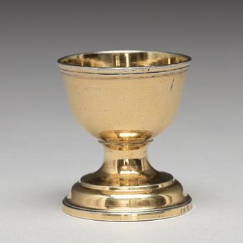 A Swedish mid 18th century silver-gilt egg-cup, mark of Jonas Thomasson Ronander, Stockholm 1758.