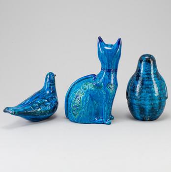 Three stoneware figurines designed by Aldo Londi for Bitossi, second half of the 20th century.