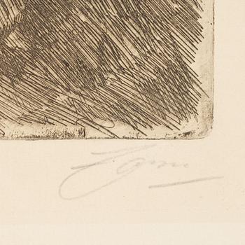 Anders Zorn, etching, 1907, signed in pencil.