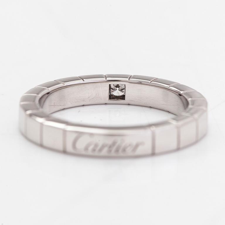Cartier, sormus, "Lanières", 18K valkokultaa ja timantti, n. 0.04 ct.