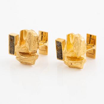 Björn Weckström, a pair of cufflinks 18K gold with enamel, Finland. By Lapponia.