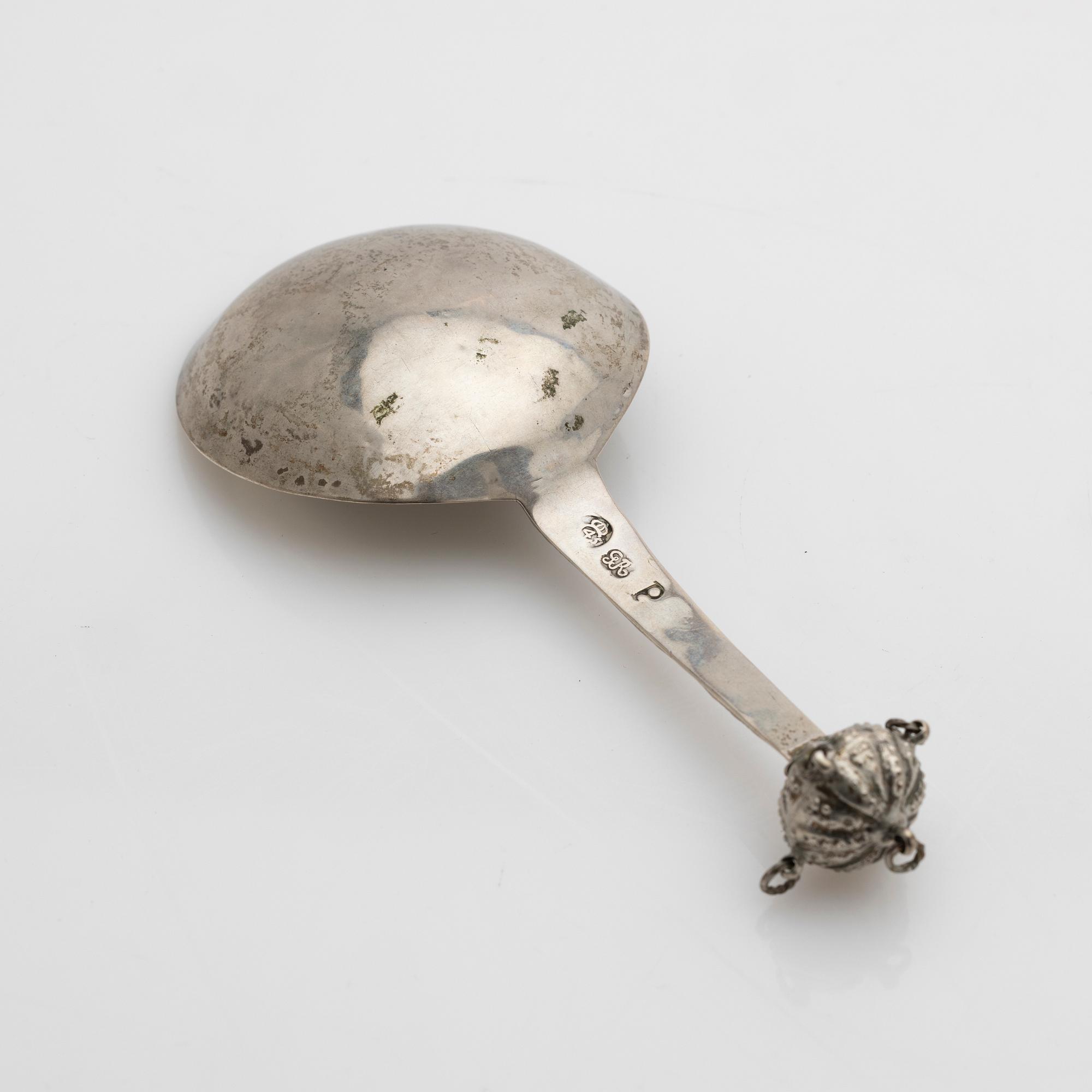 Soup spoon, silver, Greger Rördahl (active 1744–1775), Kristianstad, 1752.