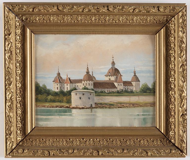 Unknown artist, oil on paper, unclear signature.