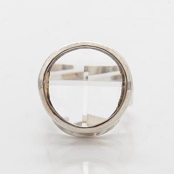 Jorma Laine, ring, silver, faceted rock crystal, Turun Hopea 1984.