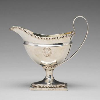 262. A Swedish 18th century parcel-gilt silver cream-jug, mark of Petter Eneroth, Stockholm 1793.